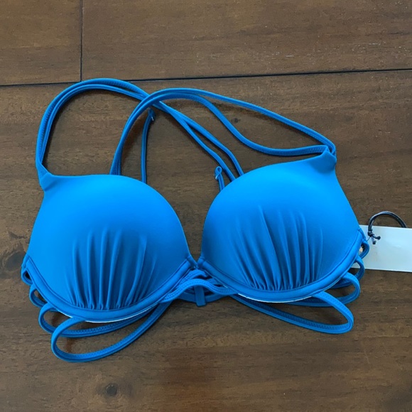 Push-Up Side Detail Bikini Top- Ocean Blue 34B - Picture 4 of 8